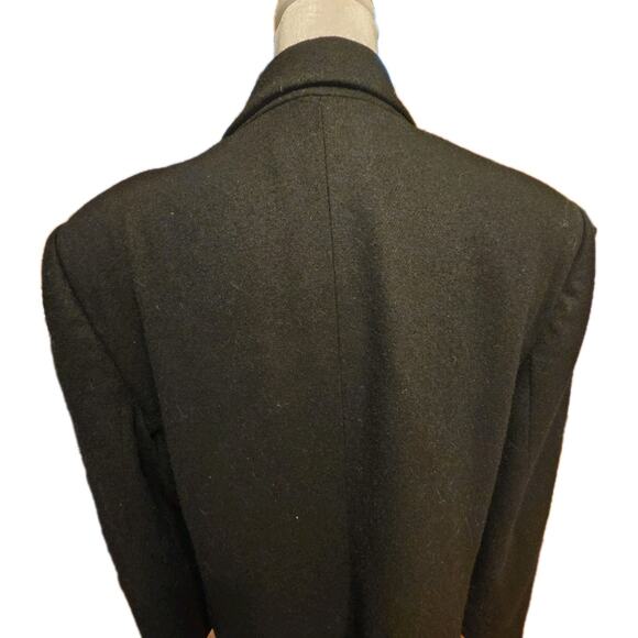 Koret Vtg 100% Wool Single Gold Button Black Blazer Notched Lapel Shoulder Pads - Picture 8 of 8